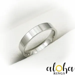 10K Solid White Gold 6mm Simple Wedding Band - Flat Shape