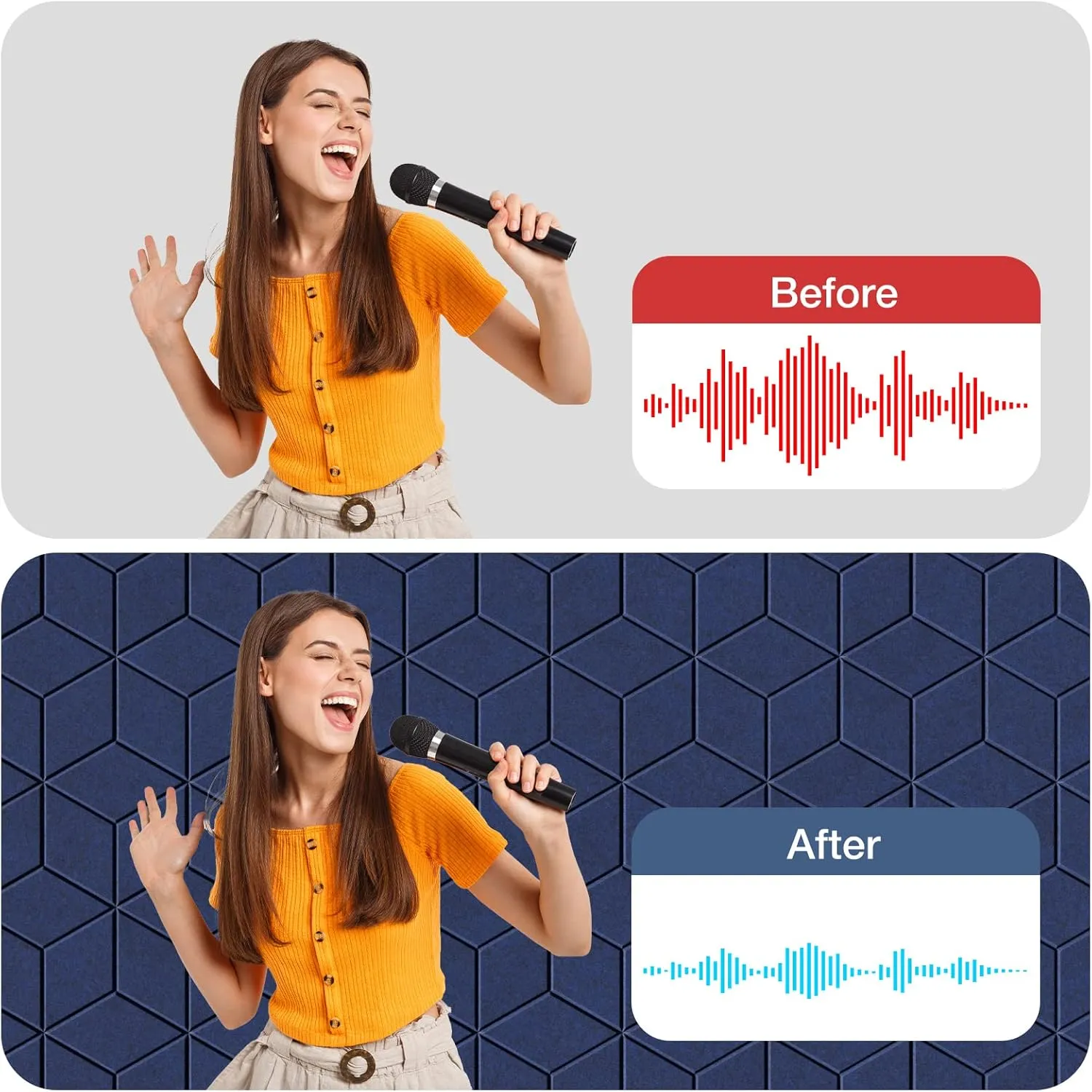 12 Pack Self-adhesive Acoustic Panels 12" X 10" X 0.4" -Sound Proof Foam Panels with High Density, Fashionable Y-Lined Design, Flame Resistant, Absorb Noise and Eliminate Echoes(Dark Bule)