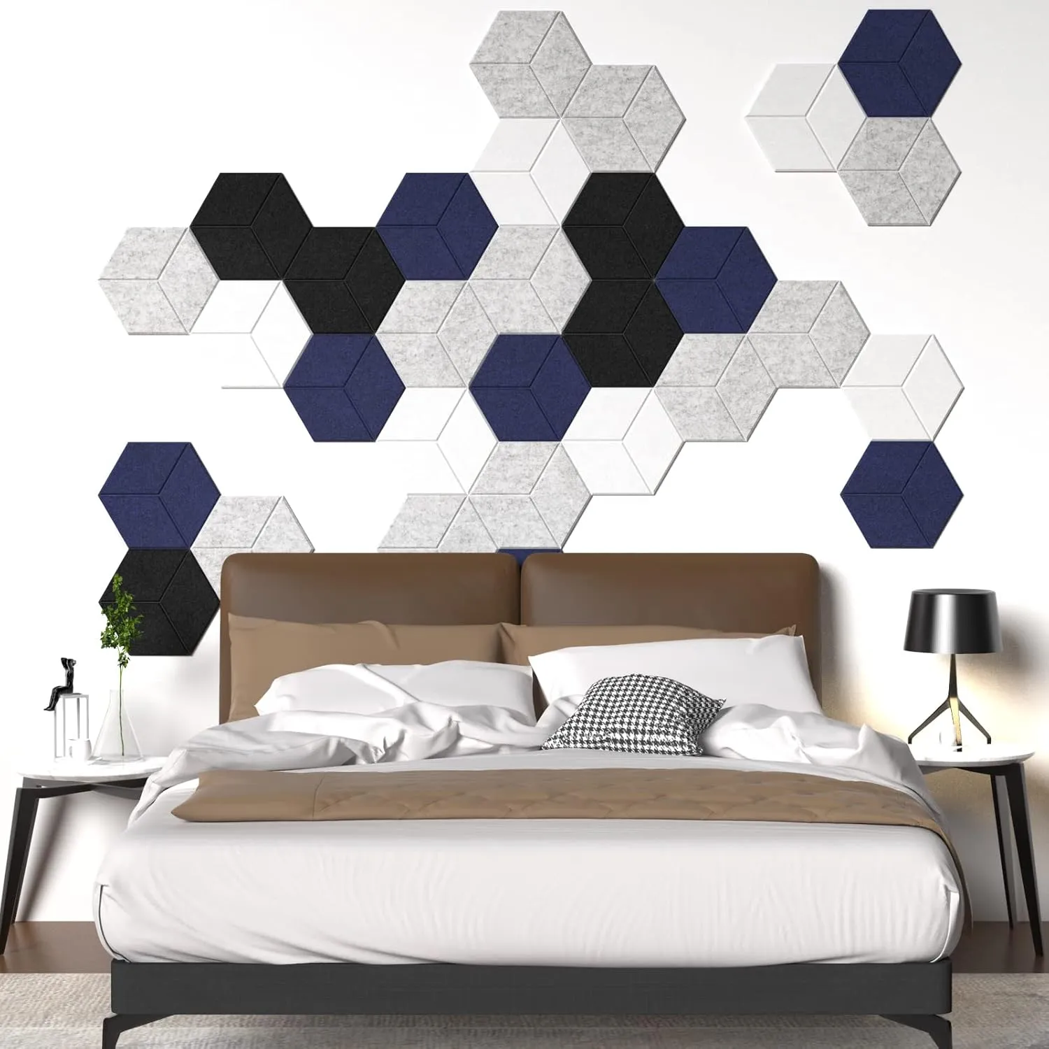 12 Pack Self-adhesive Acoustic Panels 12" X 10" X 0.4" -Sound Proof Foam Panels with High Density, Fashionable Y-Lined Design, Flame Resistant, Absorb Noise and Eliminate Echoes(Dark Bule)