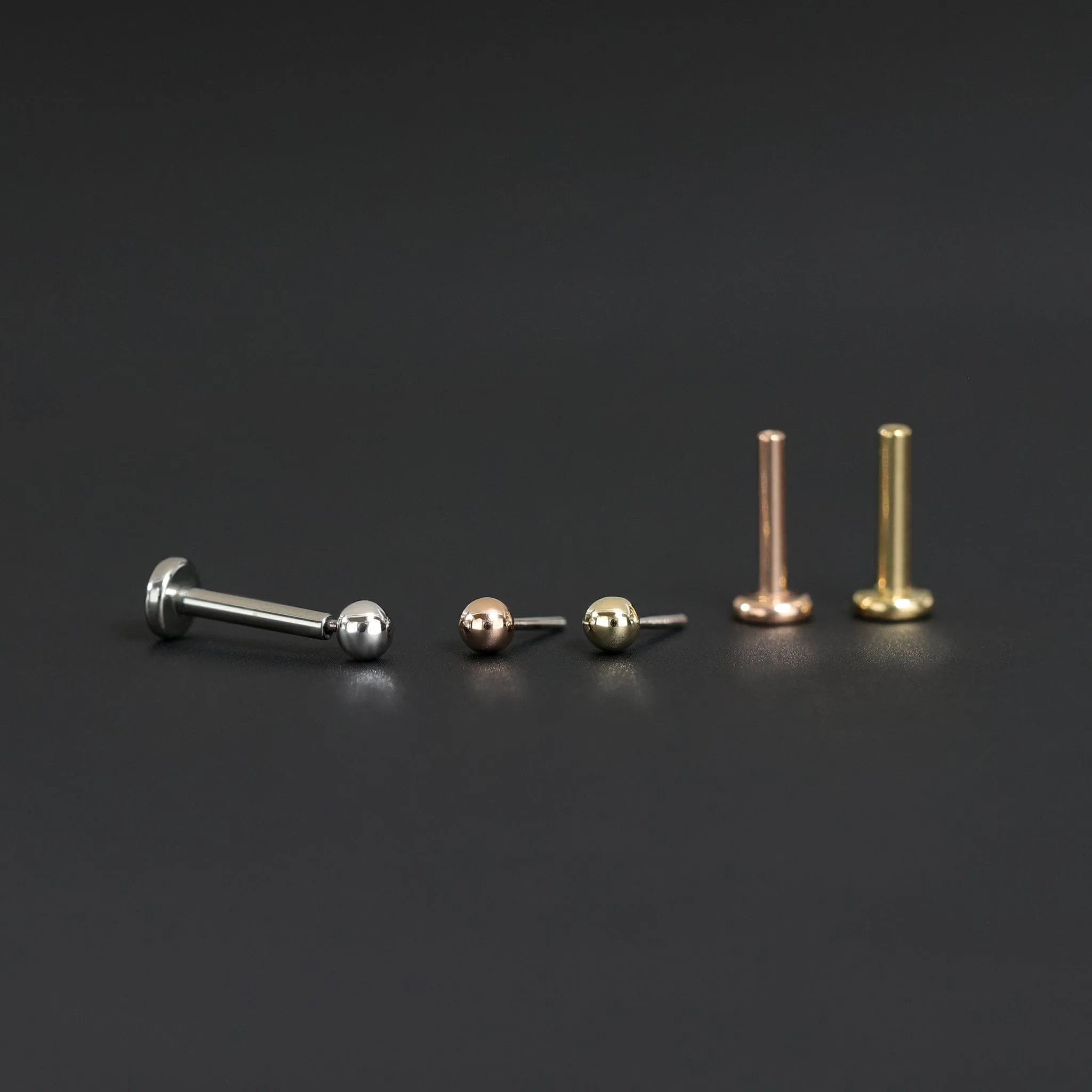 14K Solid Gold Ball Flat Back Stud