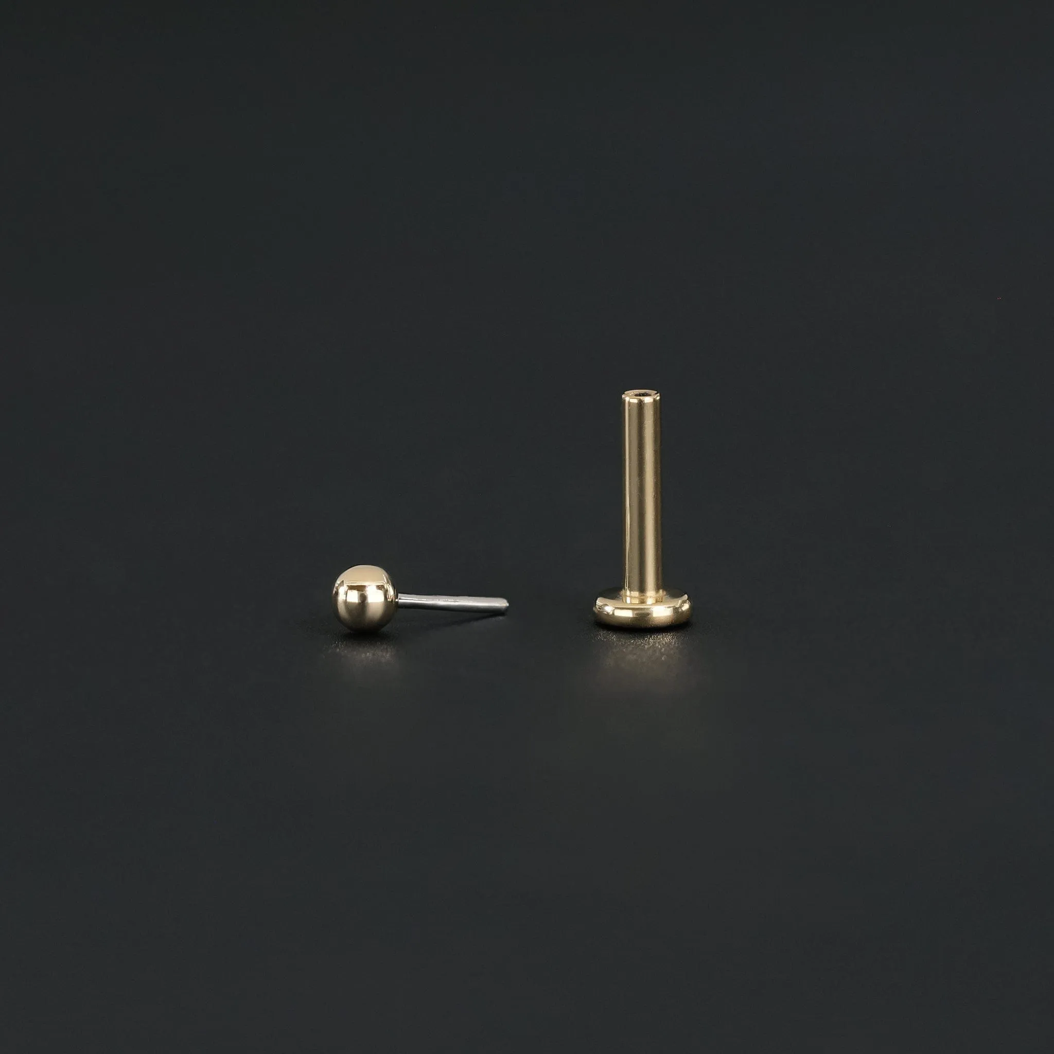 14K Solid Gold Ball Flat Back Stud