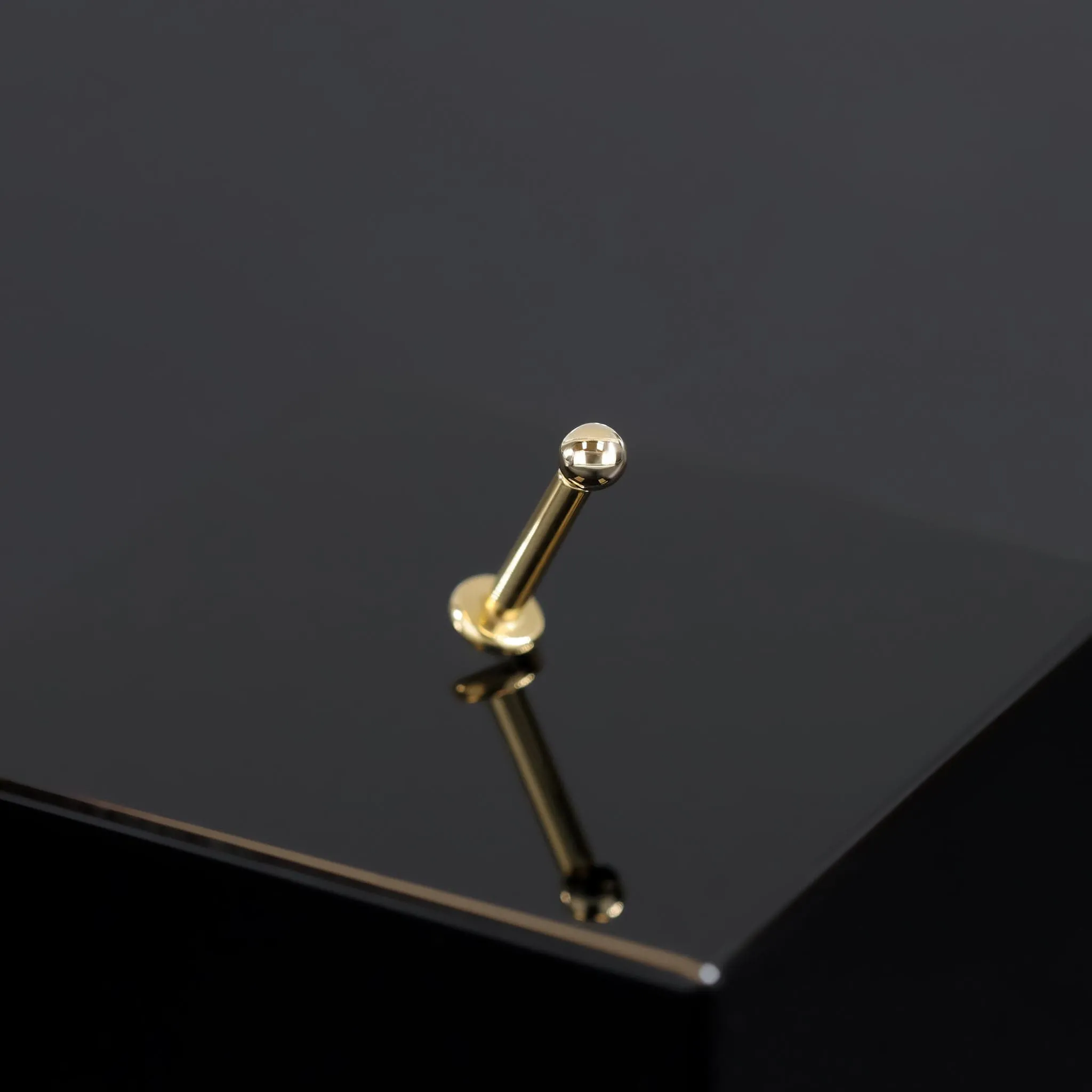 14K Solid Gold Ball Flat Back Stud