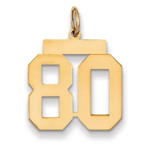 14K Yellow Gold Polished Finish Medium Size Number 80 Charm Pendant