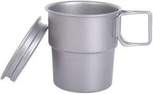 1PC pure titanium water cup 250ml outdoor folding coffee cup with lid