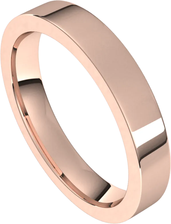 3.5mm Flat High Polished Finish Comfort Fit Wedding Ring