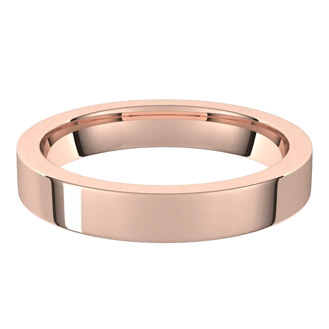 3.5mm Flat High Polished Finish Comfort Fit Wedding Ring