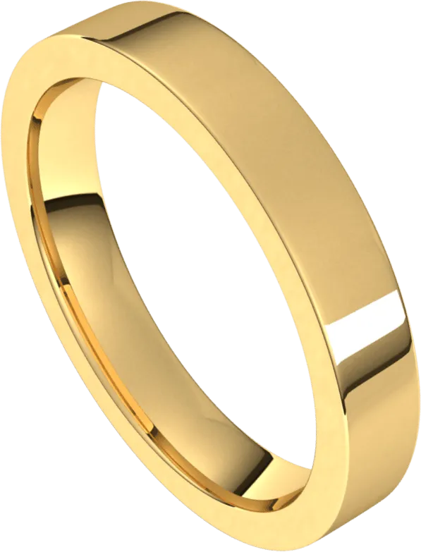3.5mm Flat High Polished Finish Comfort Fit Wedding Ring