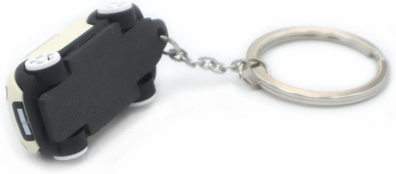 3D OM Keyring with MINI Silicone Model, Stylish Cute Adorable, Silver Chain, Achromatic Colors-white,gray