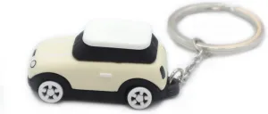3D OM Keyring with MINI Silicone Model, Stylish Cute Adorable, Silver Chain, Achromatic Colors-white,gray