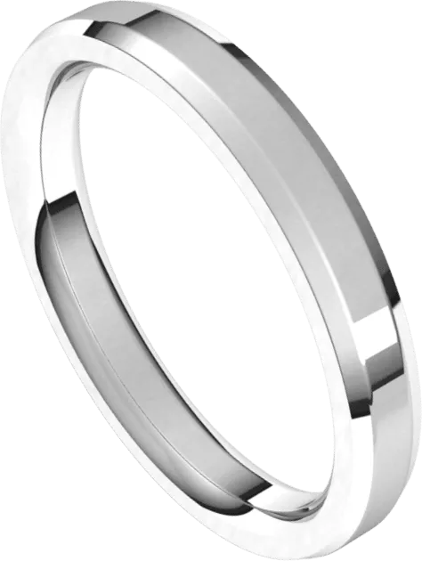 3mm Flat Beveled Edge High Polished Finish Comfort Fit Wedding Ring
