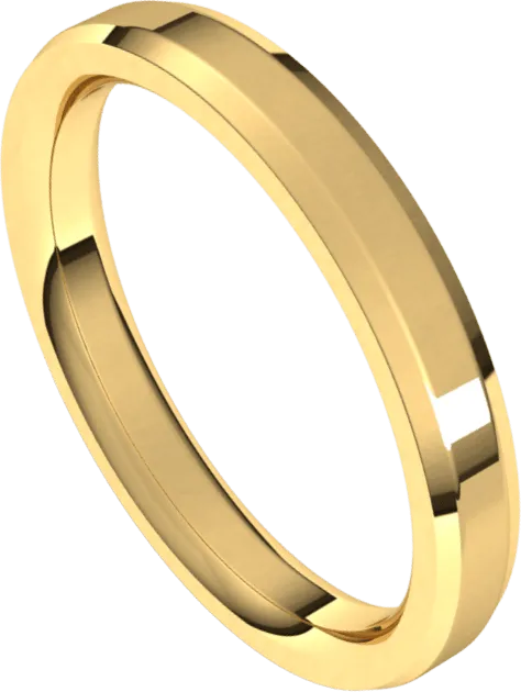 3mm Flat Beveled Edge High Polished Finish Comfort Fit Wedding Ring