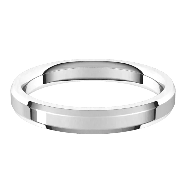 3mm Flat Beveled Edge High Polished Finish Comfort Fit Wedding Ring