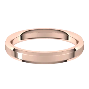 3mm Flat Beveled Edge High Polished Finish Comfort Fit Wedding Ring