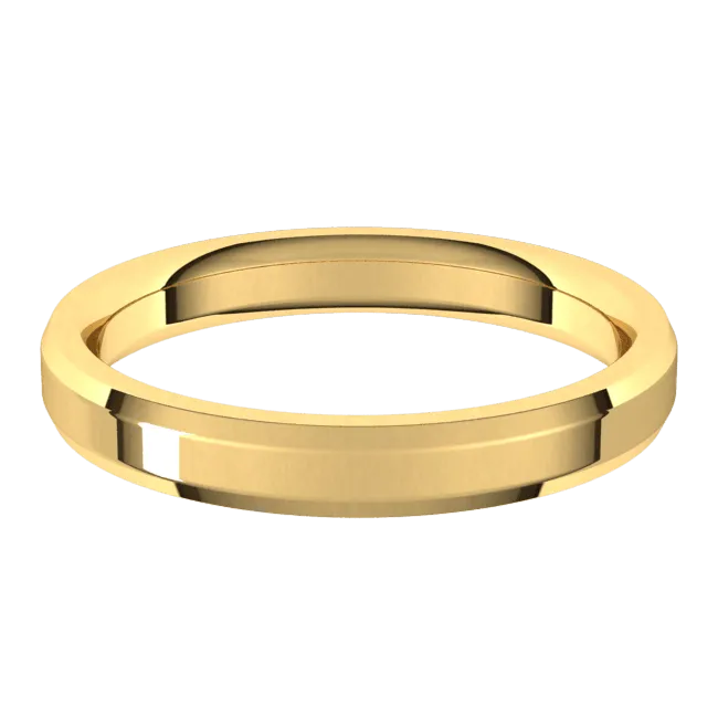 3mm Flat Beveled Edge High Polished Finish Comfort Fit Wedding Ring