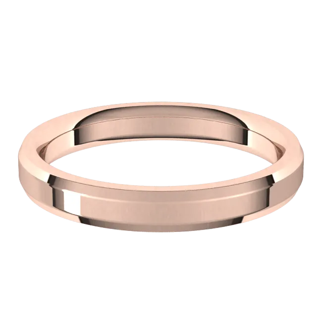 3mm Flat Beveled Edge High Polished Finish Comfort Fit Wedding Ring