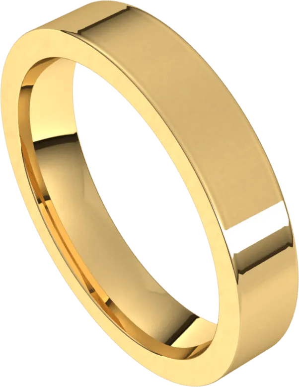 4mm Flat High Polished Finish Comfort Fit Wedding Ring