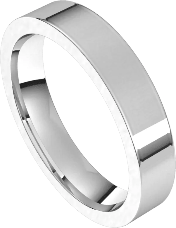 4mm Flat High Polished Finish Comfort Fit Wedding Ring