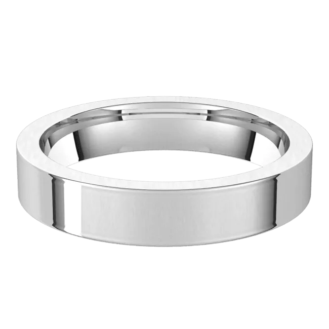 4mm Flat High Polished Finish Comfort Fit Wedding Ring