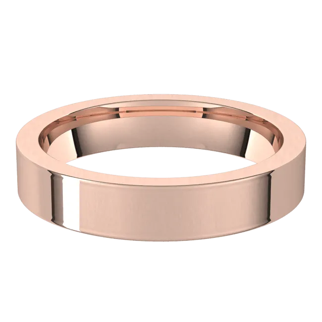 4mm Flat High Polished Finish Comfort Fit Wedding Ring