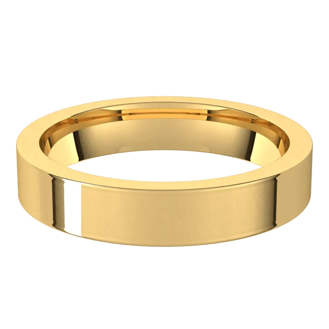 4mm Flat High Polished Finish Comfort Fit Wedding Ring