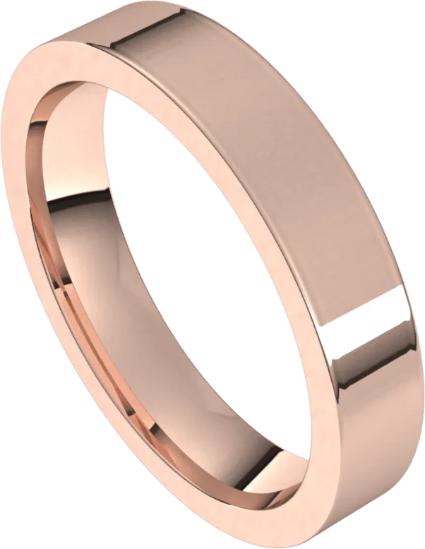 4mm Flat High Polished Finish Comfort Fit Wedding Ring