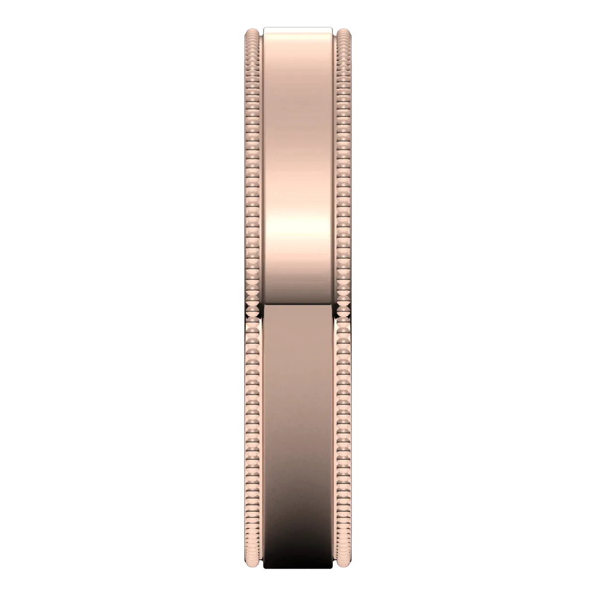 4mm Milgrain Flat High Polished Finish Comfort Fit Wedding Ring