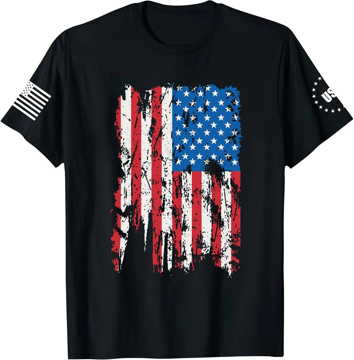 4th of July Shirts Men:USA American Flag Patriotic Independence Day Higher Quality Short Sleeve T-Shirt