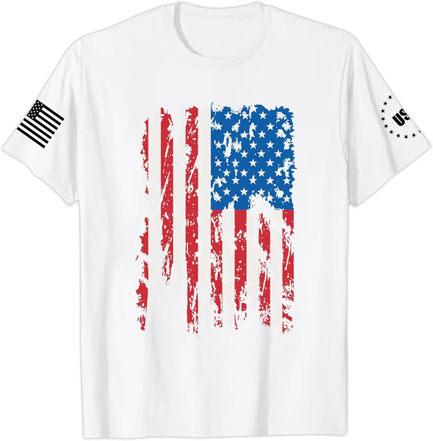 4th of July Shirts Men:USA American Flag Patriotic Independence Day Higher Quality Short Sleeve T-Shirt