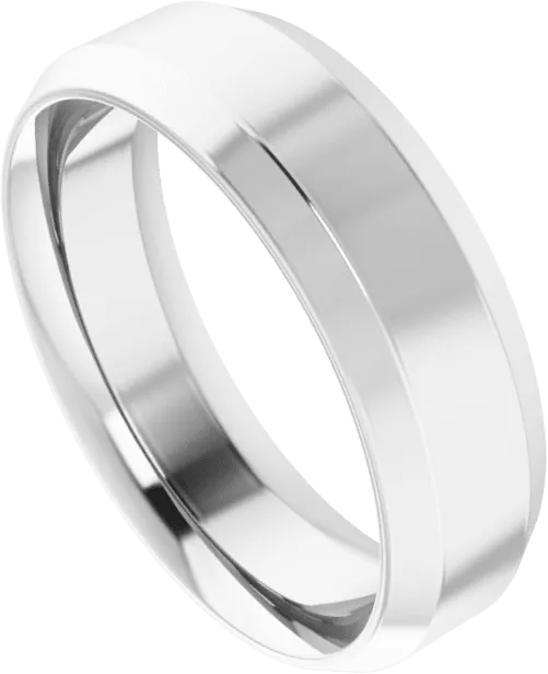 6mm Flat Beveled Edge High Polished Finish Comfort Fit Wedding Ring
