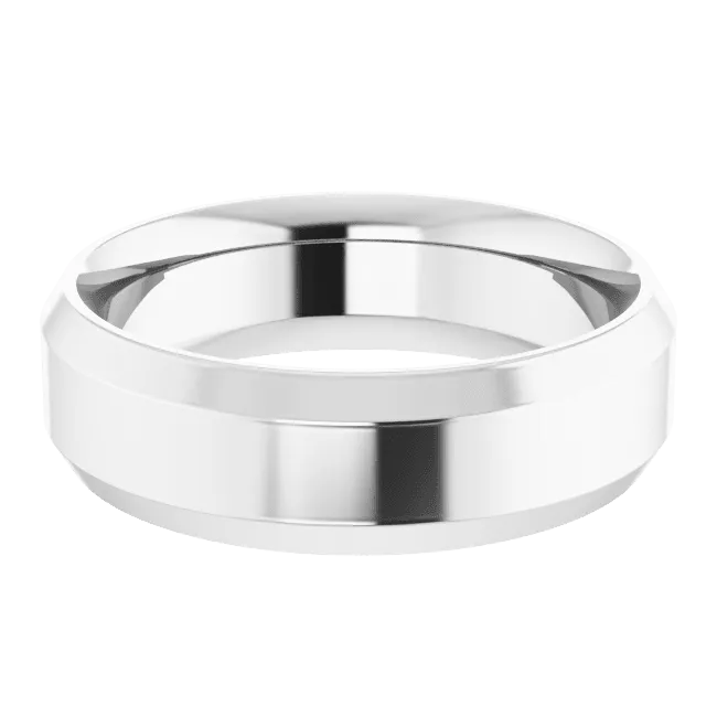 6mm Flat Beveled Edge High Polished Finish Comfort Fit Wedding Ring