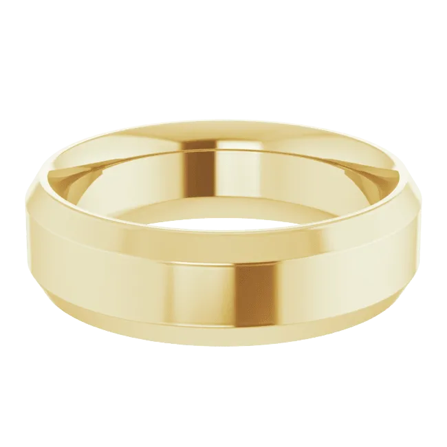 6mm Flat Beveled Edge High Polished Finish Comfort Fit Wedding Ring