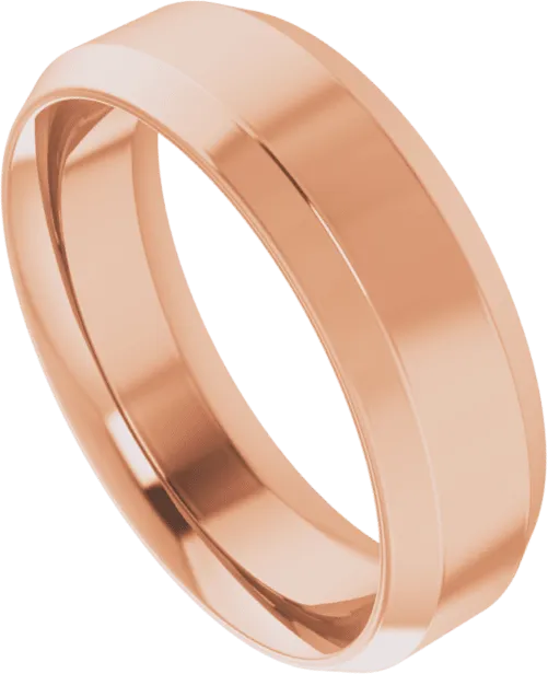 6mm Flat Beveled Edge High Polished Finish Comfort Fit Wedding Ring
