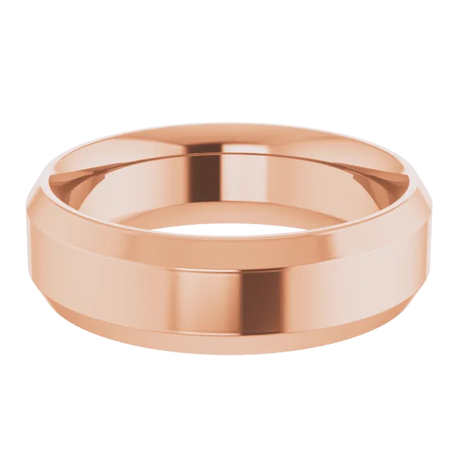 6mm Flat Beveled Edge High Polished Finish Comfort Fit Wedding Ring