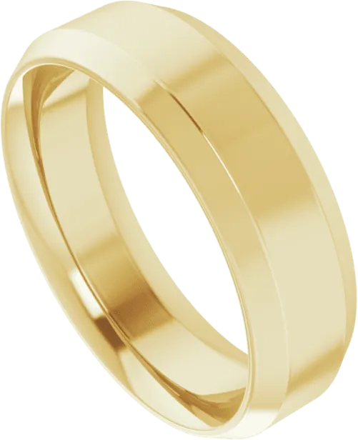 6mm Flat Beveled Edge High Polished Finish Comfort Fit Wedding Ring