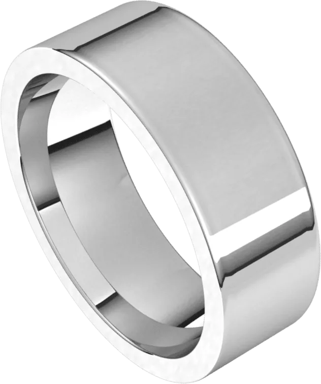 7mm Flat High Polished Finish Comfort Fit Wedding Ring