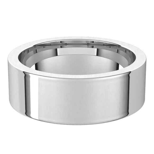 7mm Flat High Polished Finish Comfort Fit Wedding Ring