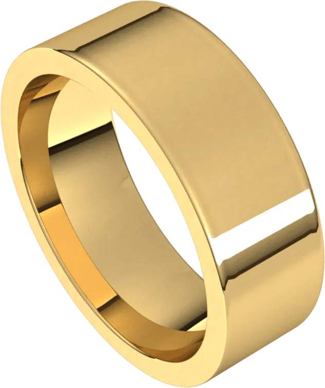 7mm Flat High Polished Finish Comfort Fit Wedding Ring