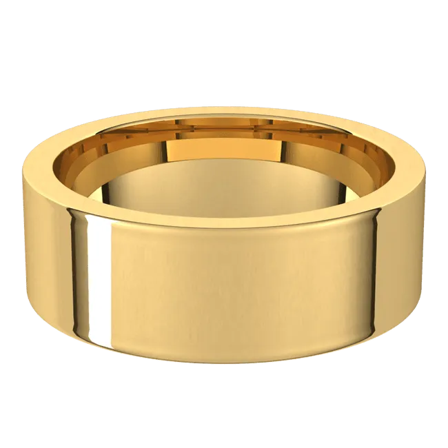 7mm Flat High Polished Finish Comfort Fit Wedding Ring