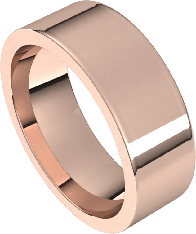 7mm Flat High Polished Finish Comfort Fit Wedding Ring