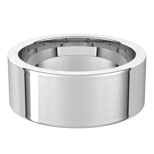 8mm Flat High Polished Finish Comfort Fit Wedding Ring