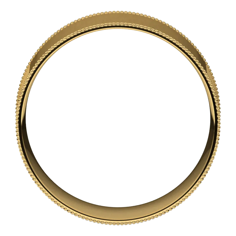 8mm Milgrain Flat High Polished Finish Comfort Fit Wedding Ring
