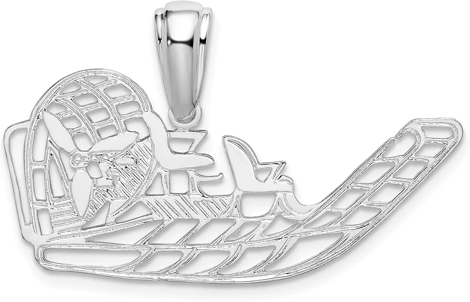 925 Sterling Silver Nautical Boating Charm, Polished Cut-out Flat Airboat Pendant