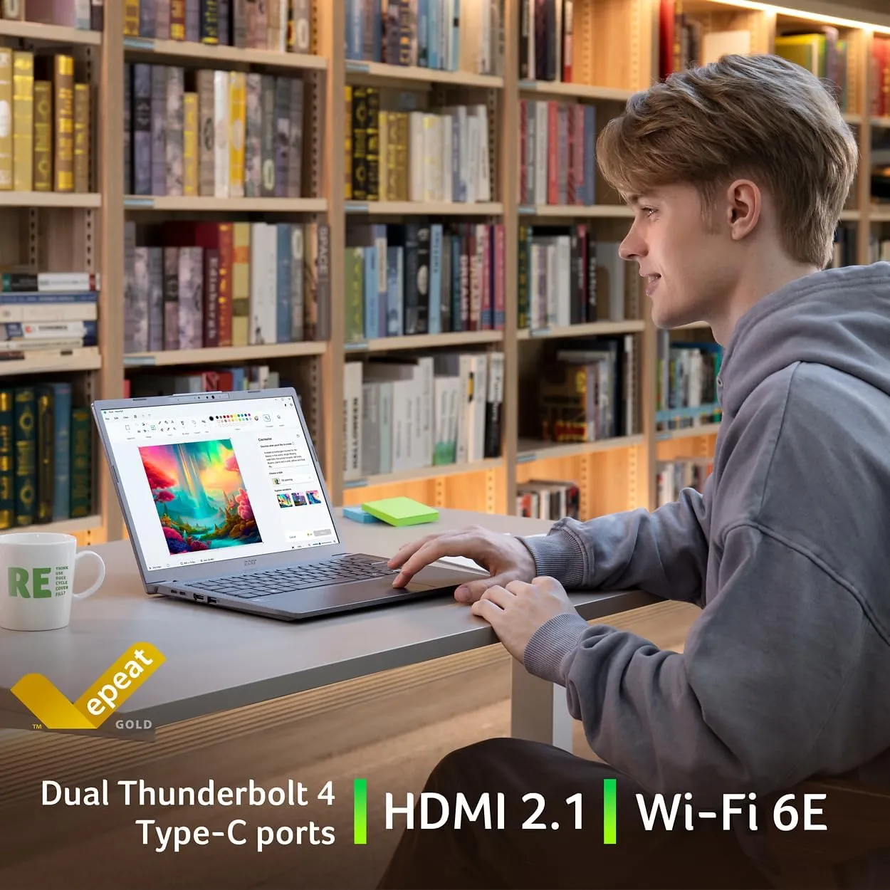 acer Aspire 14 AI Copilot  PC | 14" WUXGA Display | Intel Core Ultra 5 Processor 226V | NPU: Up to 40 Tops - GPU: Up to 53 Tops | Intel ARC 130V | 16GB LPDDR5X | 512GB SSD | Wi-Fi 6E | A14-52M-51S1