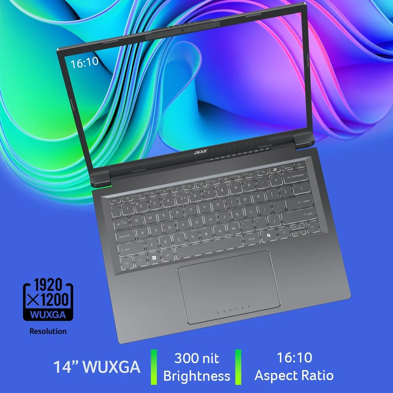 acer Aspire 14 AI Copilot  PC | 14" WUXGA Display | Intel Core Ultra 5 Processor 226V | NPU: Up to 40 Tops - GPU: Up to 53 Tops | Intel ARC 130V | 16GB LPDDR5X | 512GB SSD | Wi-Fi 6E | A14-52M-51S1