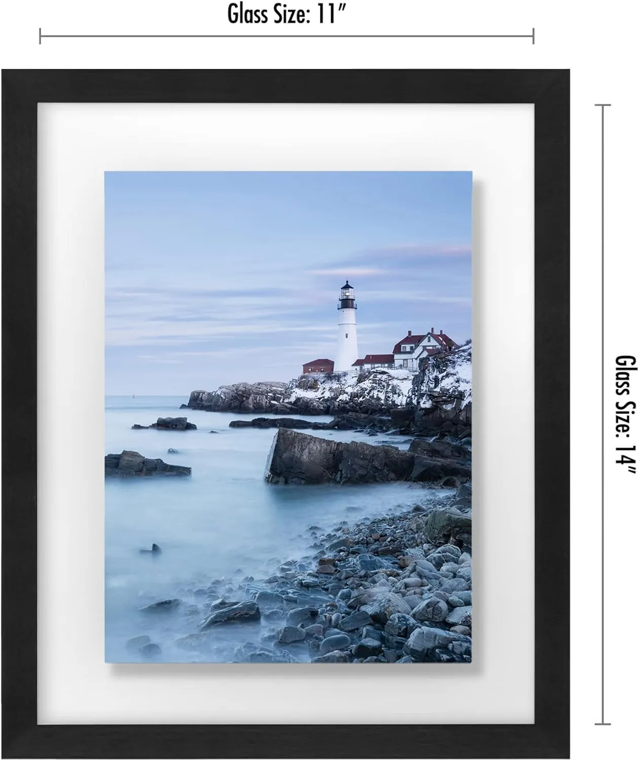 Americanflat 11x14 Floating Picture Frame with Polished Crystal-Clear Glass - Use as 8x10 Picture Frame or Display 5x7 Photo - Signature Float Collection - Photo Frames for Wall Display - Black