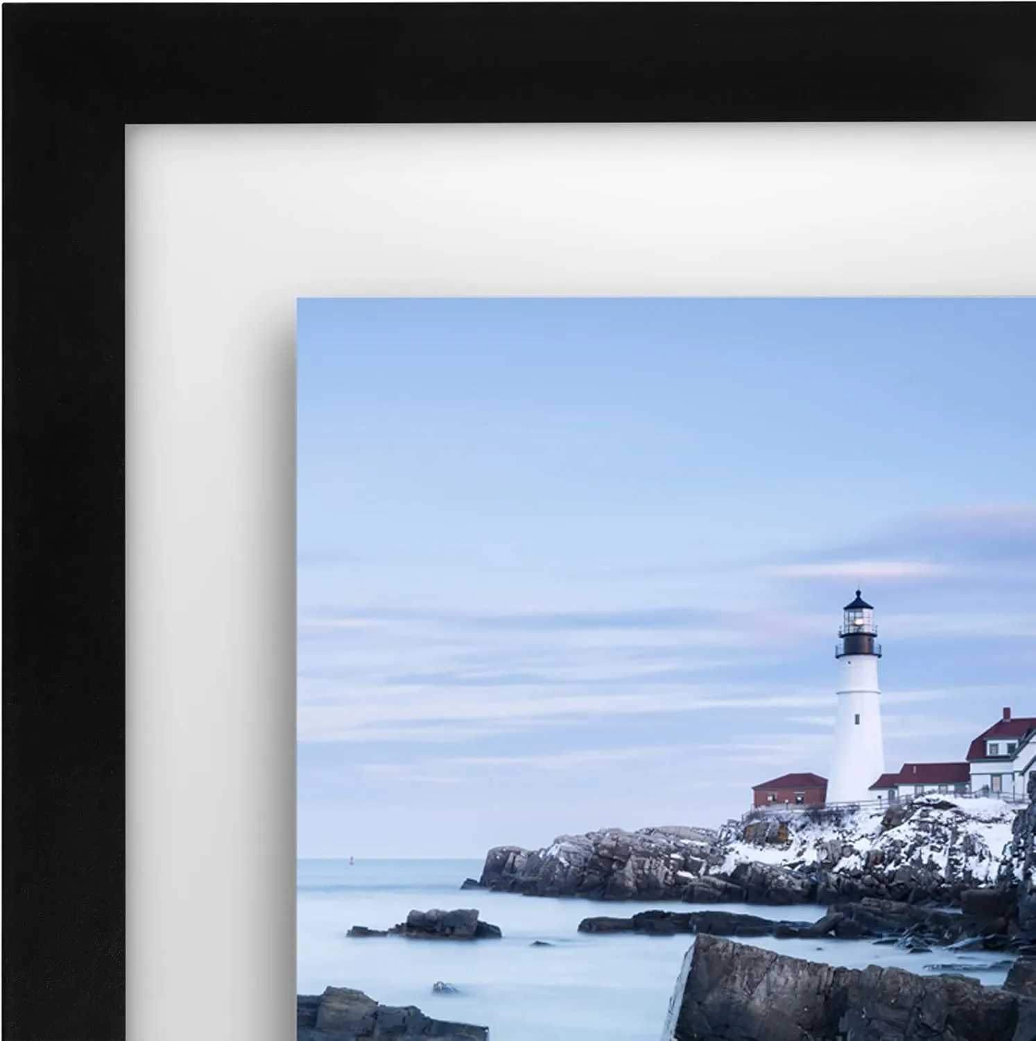 Americanflat 11x14 Floating Picture Frame with Polished Crystal-Clear Glass - Use as 8x10 Picture Frame or Display 5x7 Photo - Signature Float Collection - Photo Frames for Wall Display - Black