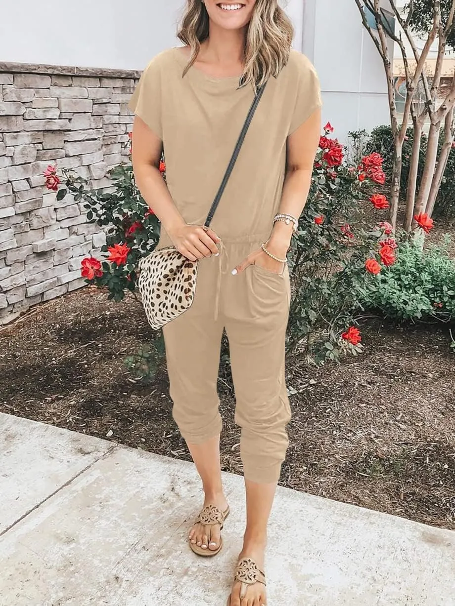 ANRABESS Women's Loose Summer Casual Off Shoulder Elastic Waist Stretchy Long Romper Jumpsuit