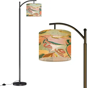 Arc Floor Lamps Natural Art Color Seamless Premium Technology Flat Cartoon Style Modern LED Adjustable Lampshade Standing Light for Living Room Reading Bedroom Office