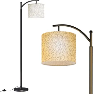 Arc Floor Lamps Outline Flat Seamless Geometric Ornament Pattern Modern LED Adjustable Lampshade Standing Light for Living Room Reading Bedroom Office