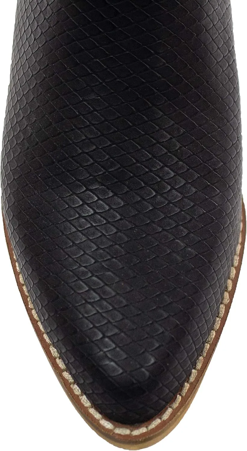 ARiderGirl Womens Sissy Stacked Heel Snake and Cow Print Pointed Toe Slip-on Mule